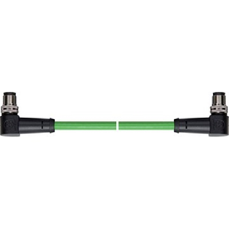 M12D Mâle Coudé/M12D Mâle Coudé; Câble AWG26 Vert 5m; Ethernet-Lire la description
