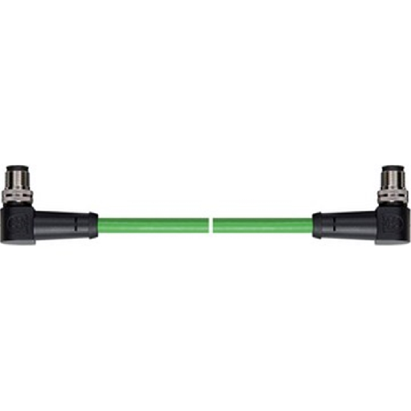 M12D Mâle Coudé/M12D Mâle Coudé; Câble AWG26 Vert 5m; Ethernet-Lire la description