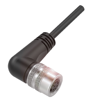 M16 Fem Coudé 8p; Câble PUR Blindé 8x0.25 Noir Cpc 30m-Lire la description