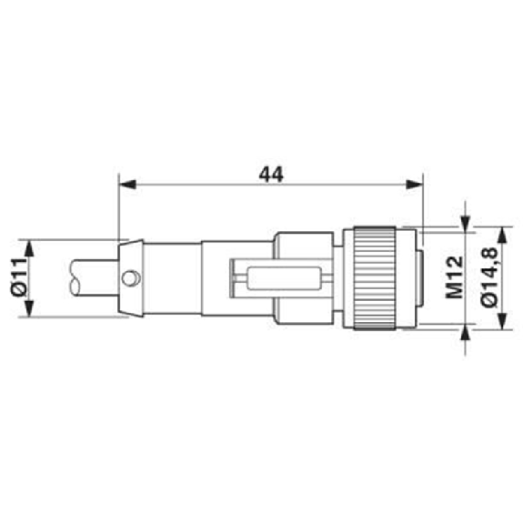 M12 Fem Droit/M12A Mâle Droit; Câble PUR 4x0.34 Gris-Noir 0.6m-Lire la description