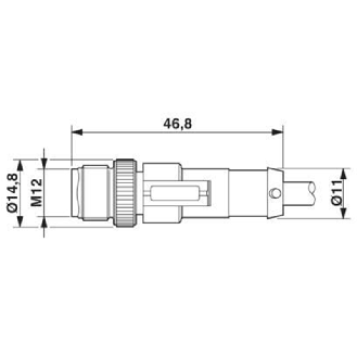 M12 Fem Droit/M12A Mâle Droit; Câble PUR 4x0.34 Gris-Noir 0.6m-Lire la description