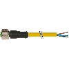 M12A Fem Droit 5p; Câble PVC UL/CSA 5x0.34 Jaune 15m