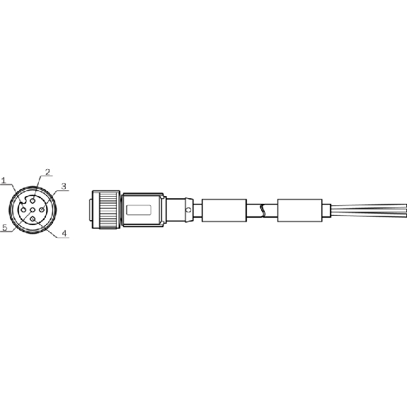 M12A Droit Fem 5p; Câble PUR Blindé 4x0.75 Noir 20m-Lire la description