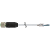 M12A Fem Droit 4p; Câble PUR/PVC Blindé 4x0,34 Gris 50m