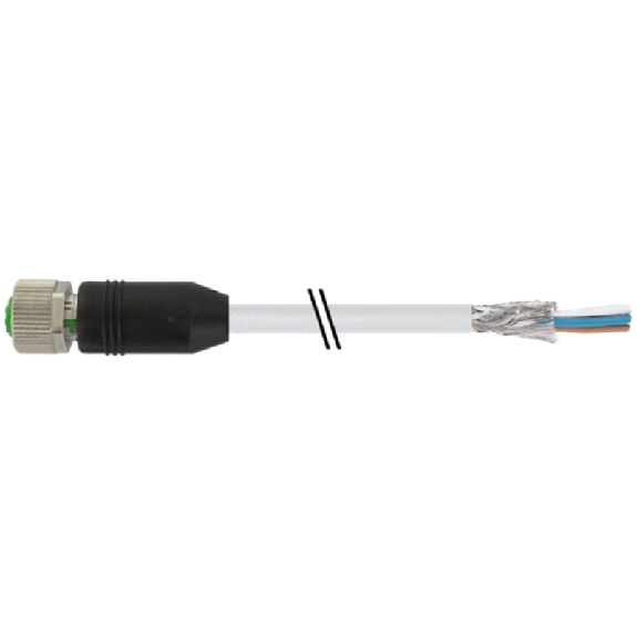 M12A Fem Droit 4p; Câble PUR/PVC Blindé 4x0,34 Gris 50m-Lire la description