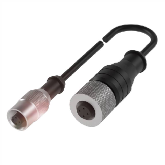 M12A Fem Droit 5p/M12A Fem Droit 5p; Câble PUR Blindé 2 fils Noir 5m-Lire la description