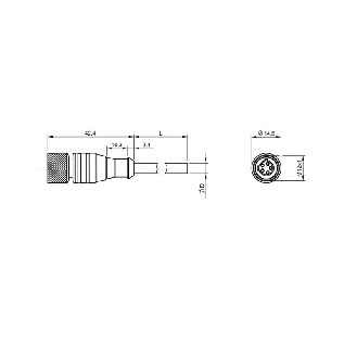 M12C Fem Droit 5p; Câble PUR 5x0.50 Noir 5m (240V)-Lire la description