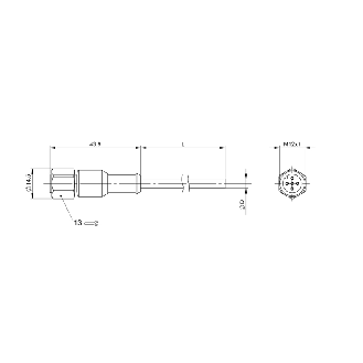 M12A Fem Droit 5p Inox WD; Câble TPE-V 5x0.34 Gris 20m-Lire la description