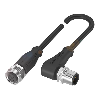 M12A Fem Droit 5p/M12A Mâle Coudé 4p; PUR 4x0.34 Noir Cpc 0.3m