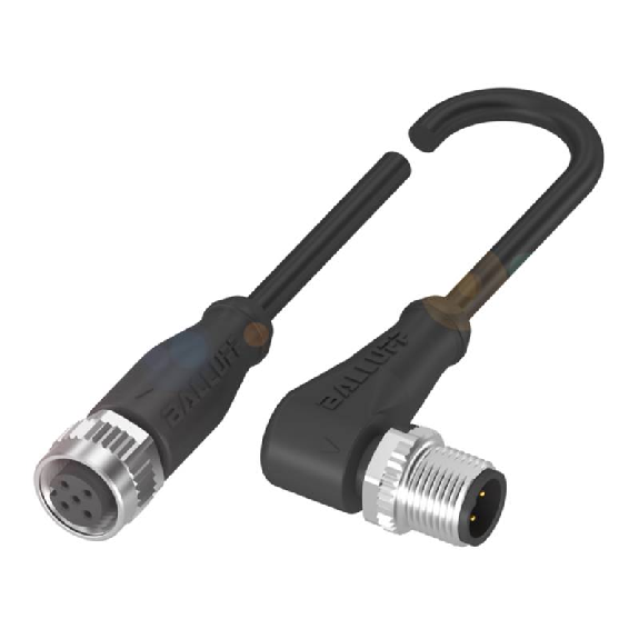 M12A Fem Droit 5p/M12A Mâle Coudé 4p; PUR 4x0.34 Noir Cpc 0.3m-Lire la description
