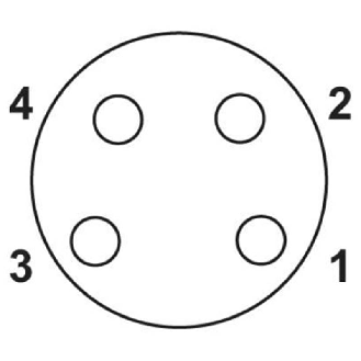 M08A Fem Coudé 4p; Câble PUR Blindé 4x0.25 Gris/Noir 10m-Lire la description