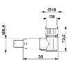 M08A Fem Coudé 4p; Câble PUR Blindé 4x0.25 Gris/Noir 10m