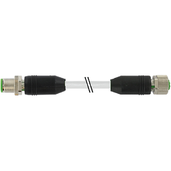 M12A Fem Droit 8p/M12A Mâle Droit 8p; TPU Blindé 4x2x0,25 Gris 25m-Lire la description