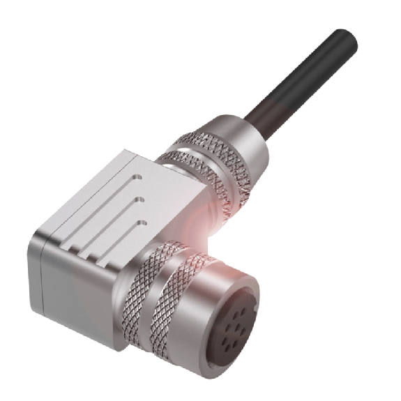 M16 Fem Coudé 8p; Câble PUR Blindé 8x0.25 Noir Cpc 20m (60V)-Lire la description