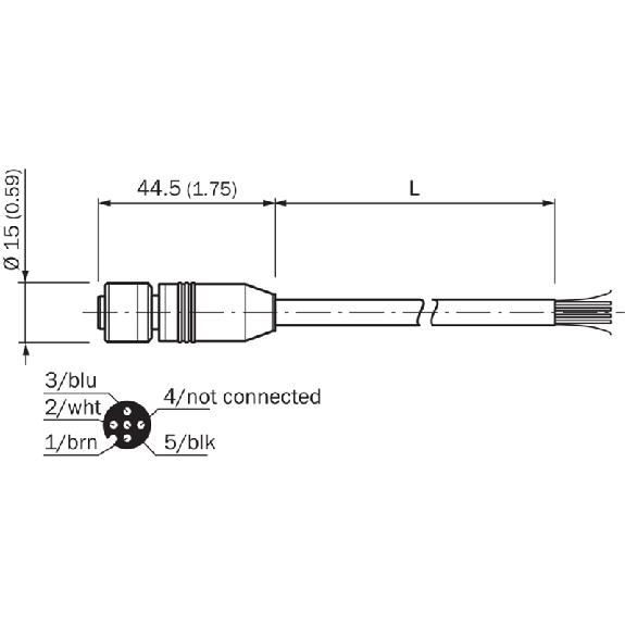 M12A Fem Droit 4p Inox V4A; Câble PUR 4x0.75 Noir Cpc 10m-Lire la description
