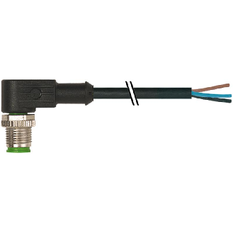 M12A Mâle Coudé 4p; Câble PVC UL/CSA 4x0.34 Noir 10m-Lire la description