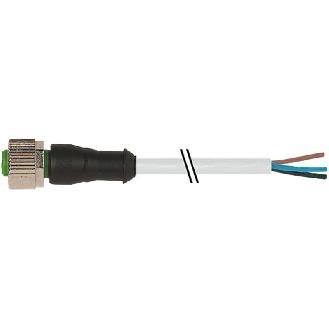 M12A Fem Droit 4p; Câble PVC UL/CSA 3x0.34 Gris 1.5m-Lire la description