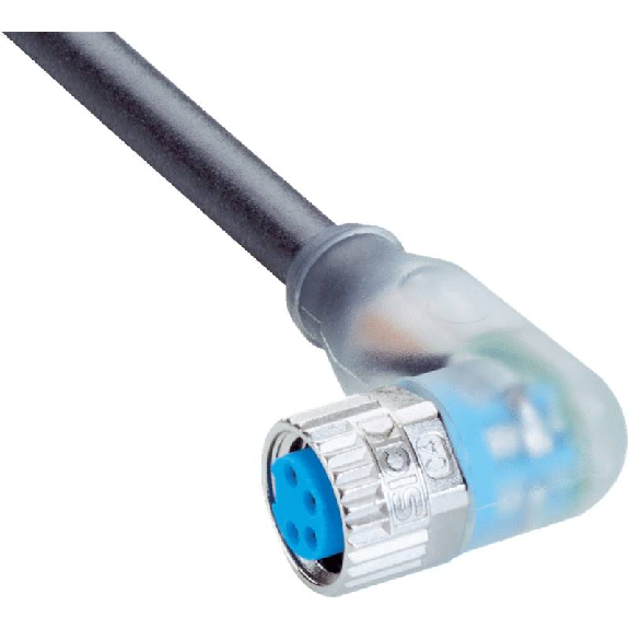 M08A Fem Coudé 4p LED; Câble PUR 4x0.25 Noir Cpc 5m-Lire la description