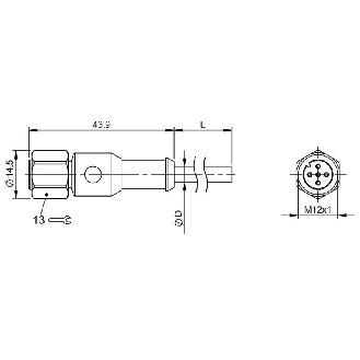 M12A Fem Droit 5p Inox WD; Câble PUR 4x0.34 Gris Cpc 25m (250V)-Lire la description