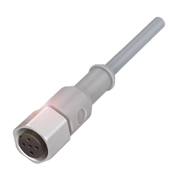M12A Fem Droit 5p Inox WD; Câble PUR 5x0.34 Gris Cpc 5m-Lire la description