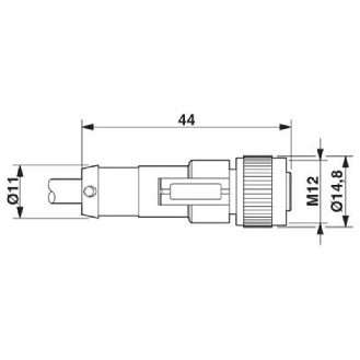 M12A Fem Droit 4p; Câble PUR 4x0,34 Noir 10m-Lire la description