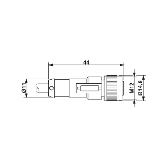 M12A Fem Droit 3p/M12A Male Droit 3p; PUR Gris-Noir Cpc 0.6m-Lire la description