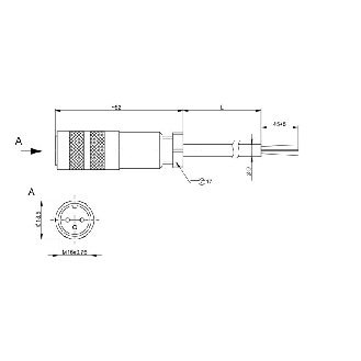 M16 Fem Droit 3p; PUR Blindé 3x0.25 Gris 5m (250V)-Lire la description