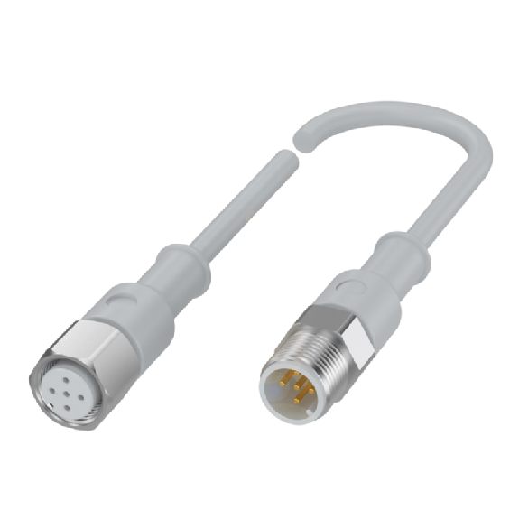 M12A Fem Droit 5p/M12A Fem Droit 5p Inox WD; TPE-V 4x0.34 Gris 2m-Lire la description