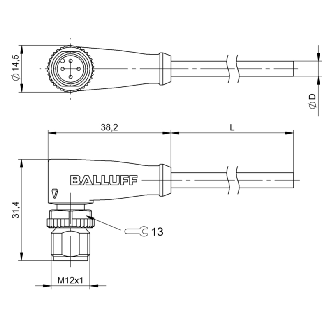 M12A Mâle Droit 4p LED NO/NF; Câble PVC 4x0.34 Gris Cpc 10m-Lire la description