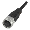 M12A Fem Droit 5p; Câble PUR 4x0.34 Noir Cpc 15m (250V)