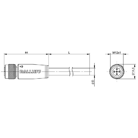 M12B Fem Droit 5p; PUR Blindé 2x0.34 Violet Cpc 5m Profibus (60V)-Lire la description
