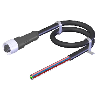 M12A Fem Droit 8p; Câble PUR Blindé 7x0.25 Noir 25m-Lire la description