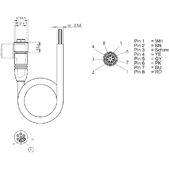 M12A Fem Droit 8p; Câble PUR Blindé 7x0.25 Noir 25m M12A Fem Droit 8p; Câble PUR Blindé 7x0.25 Noir 25m-Lire la description
