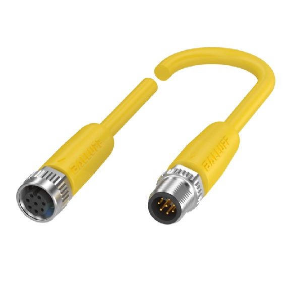M12A Fem Droit 8p/M12A Mâle Droit 8p; PUR 8x0,25 Jaune Cpc 10m-Lire la description