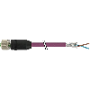 M12B Fem Droit 2p; Profibus; PUR Blindé 1x2x0.64 Violet Cpc 5m