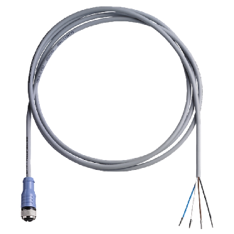 M12 Fem Droit 4p; Câble PVC 4x0.34 Gris 2m-Lire la description