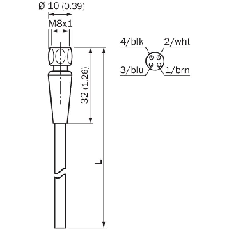 M08A Fem Droit 4p Inox V4A F&B; Câble PP 4x0.34 Gris Cpc 2m-Lire la description