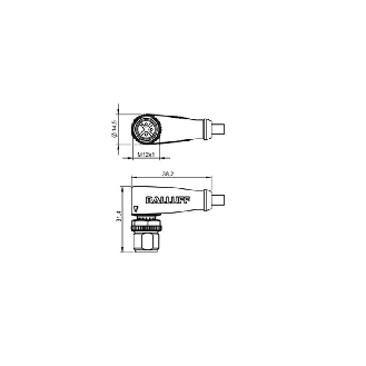 M12A Mâle Coudé 3p LED PNP NO; Câble PUR 3x0.34 Noir Cpc 5m (30Vdc)-Lire la description
