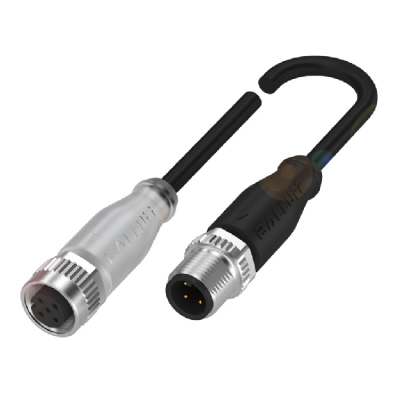 M12A Fem Droit 5p LED/M12A Mâle Droit 5p; PUR 5x0.34 Noir Cpc 0.6m-Lire la description