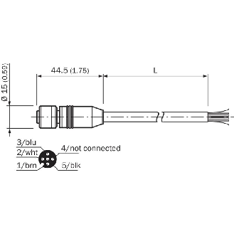 M12 Fem droit 4p Inox V4A; Câble PUR 4x0.75 Noir 5m Blindé-Lire la description