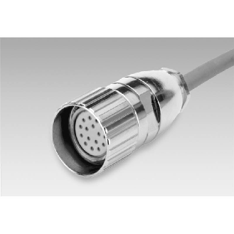 M23 Fem Droit 16p (sens horaire); Câble PVC 14x0,14+2x0,5mm² Gris 10m-Lire la description