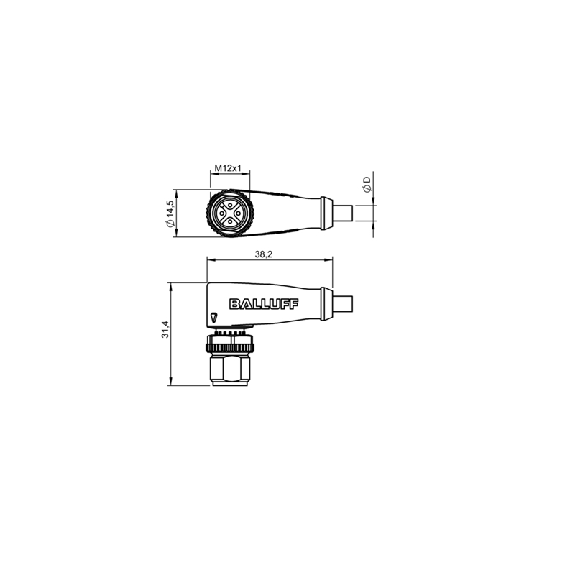 M12A Mâle Droit 4p; Câble PVC 4x0.34 Gris Cpc 10m (250V)-Lire la description