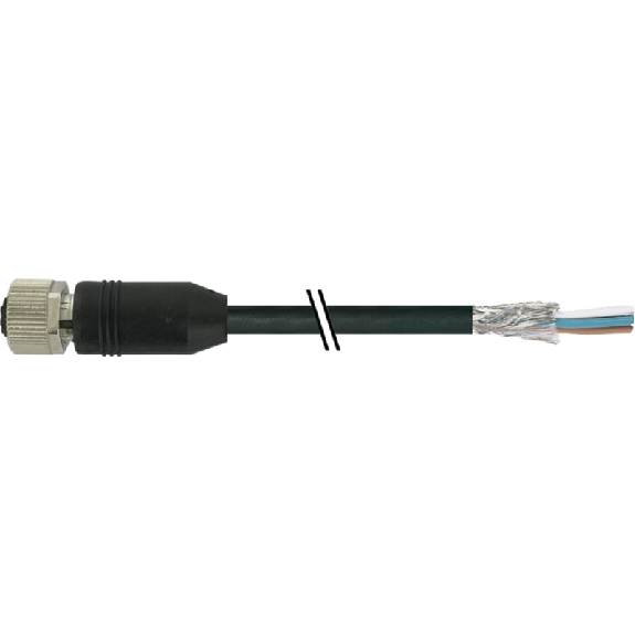 M12A Fem Droit 8p; Câble PUR Blindé 8x0.25 Noir Cpc 5m M12A Fem Droit 8p; Câble PUR Blindé 8x0.25 Noir Cpc 5m-Lire la description