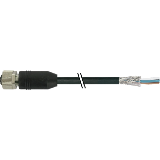 M12A Fem Droit 8p; Câble PUR Blindé 8x0.25 Noir Cpc 5m-Lire la description