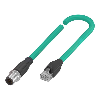 M12D Mâle Droit 4p/RJ45 Mâle Droit 4p; TPE 4xAWG24 Turquoise Cpc 40m