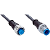 M12A Fem Droit 4p/M12A Mâle Droit 4p; Câble PUR 4x0.34 Noir Cpc 2m