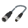 M12A Fem Droit 5p/ M08A Mâle Droit 3p; Câble PVC 3x0.34 Gris Cpc 3m
