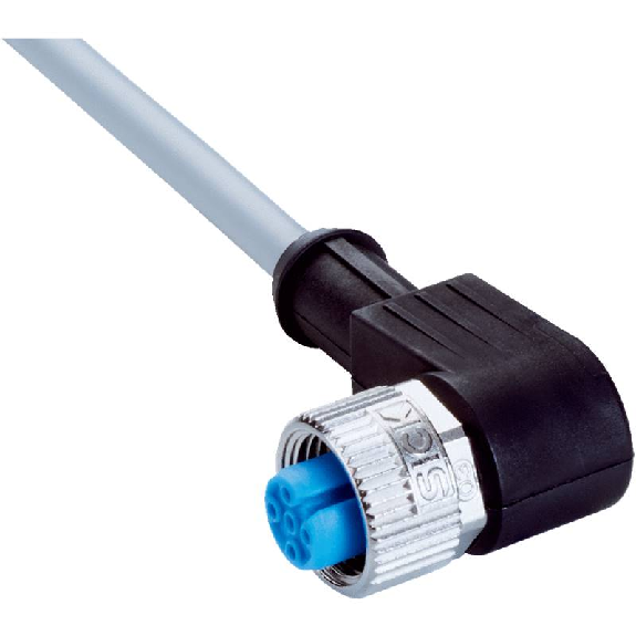 M12A Fem Coudé 4p; Câble PVC 4x0.34 Gris 20m-Lire la description