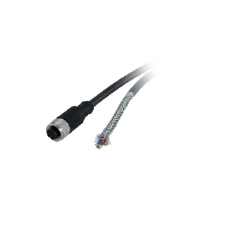 M12A Fem Droit 8p; Câble PUR Blindé 8x0.25 Noir Cpc 2m-Lire la description