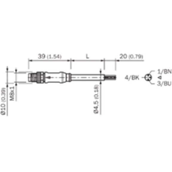 M08A Fem Droit 3p; Câble PVC 3x0.25 Gris 5m-Lire la description